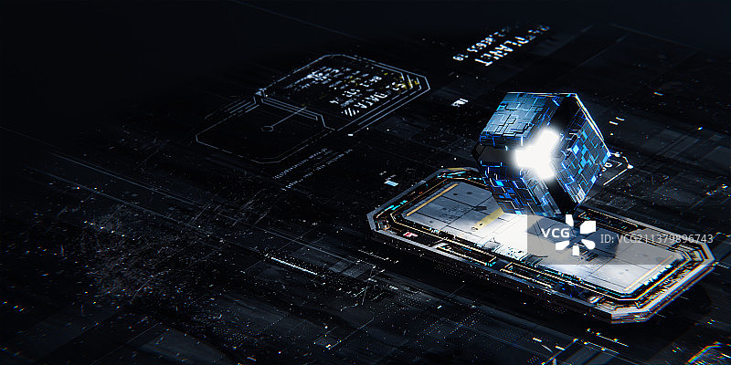 3D蓝色科技风格元宇宙主题插画图片素材