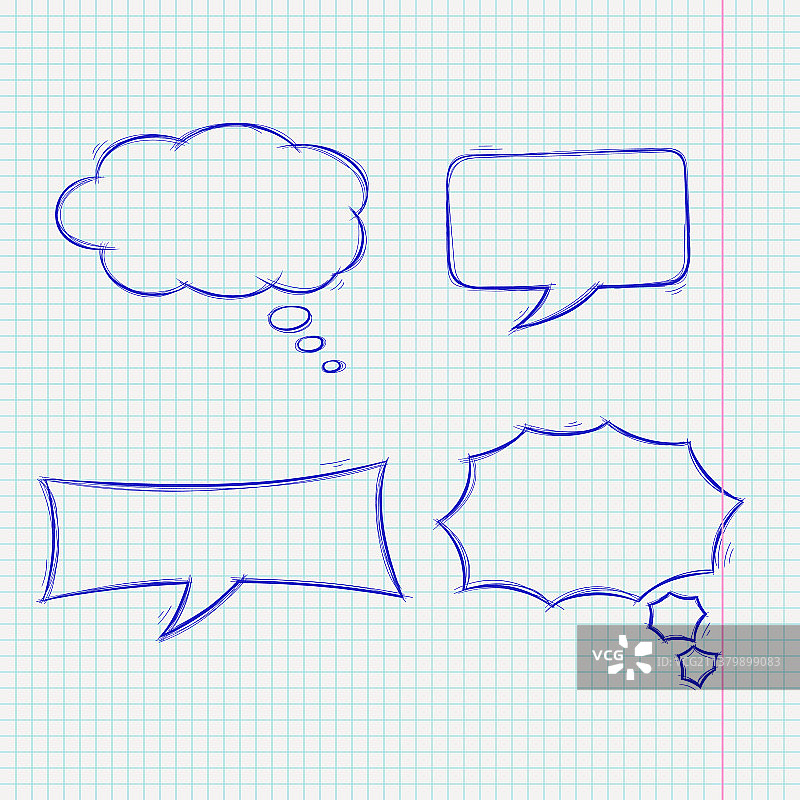 蓝色手绘涂鸦风格的对话气泡图片素材