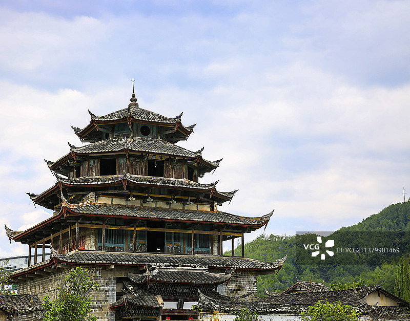 龙岩市,连城县,璧洲村,永隆桥,文昌阁图片素材