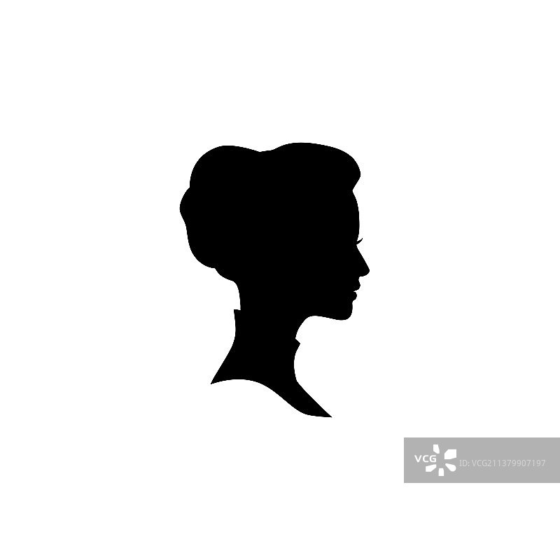 复古风格的女士侧脸轮廓剪影图片素材