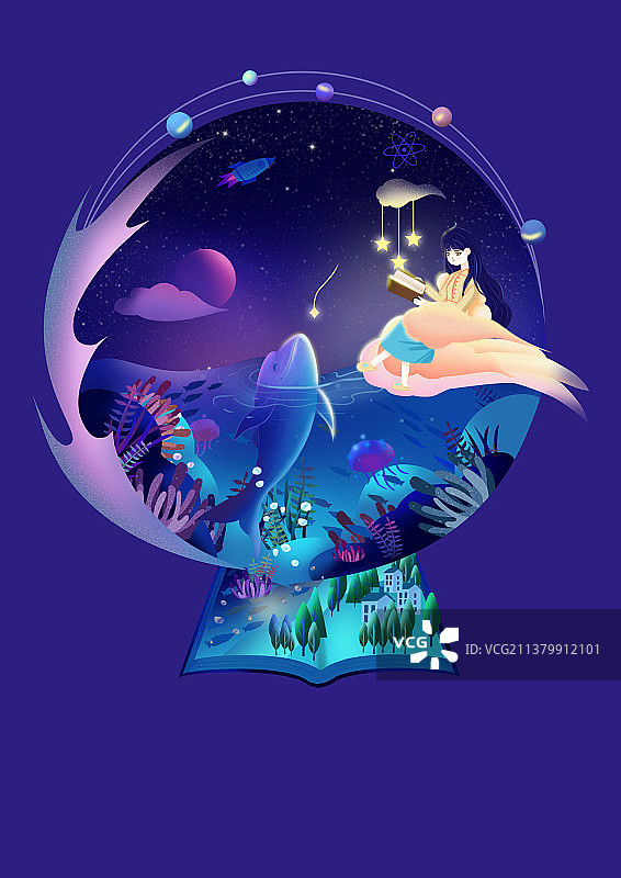 忘我读书 书中自有大世界图片素材