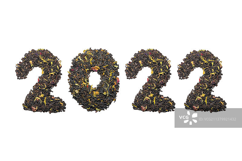 白色背景上的2022年茶叶图片素材