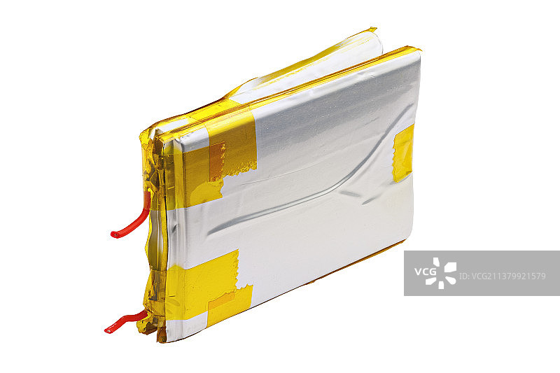 白色背景下鼓胀的双锂离子电池组图片素材