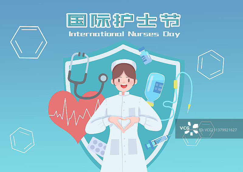 国际护士节卡通插画（横构图）图片素材