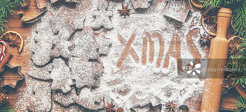 自制圣诞饼干特写图片素材