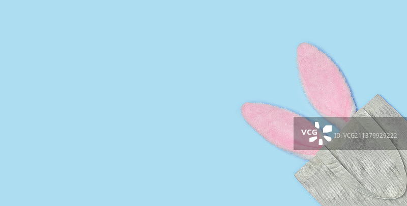 粉色复活节兔子耳朵可重复使用纺织袋banner图片素材