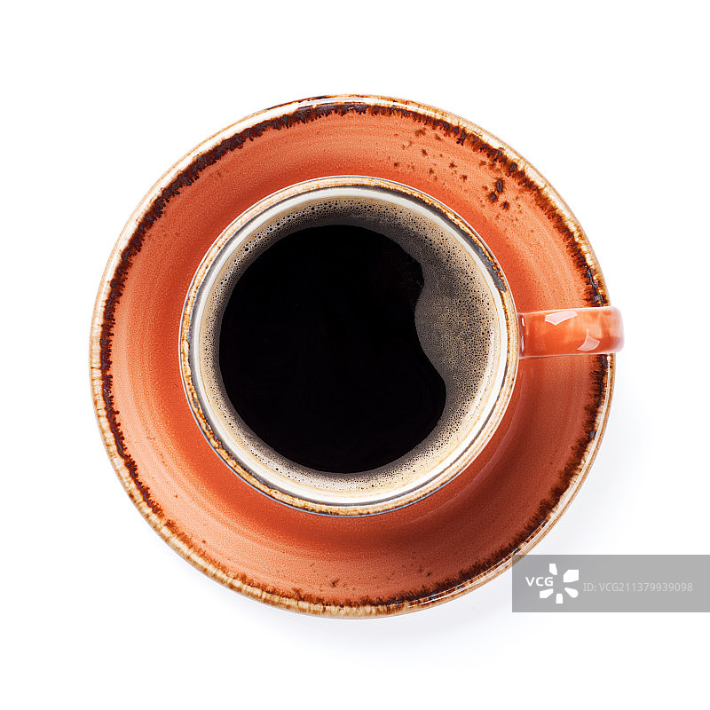 白色背景上的巧克力咖啡俯视图图片素材