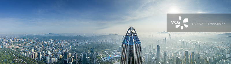 广东省深圳市福田平安金融中心日出风光图片素材
