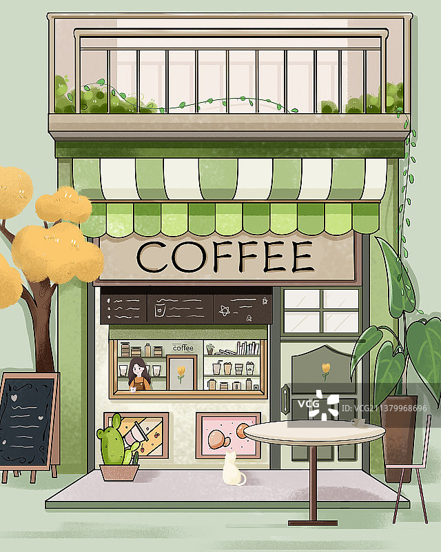 咖啡厅插画图片素材