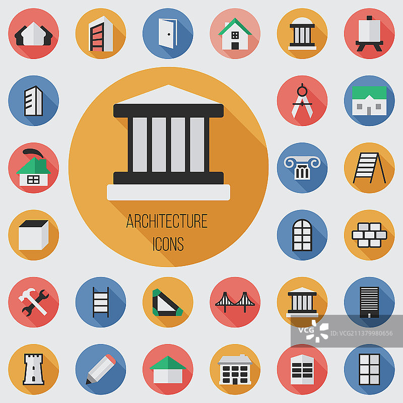 扁平数字建筑图标合集图片素材