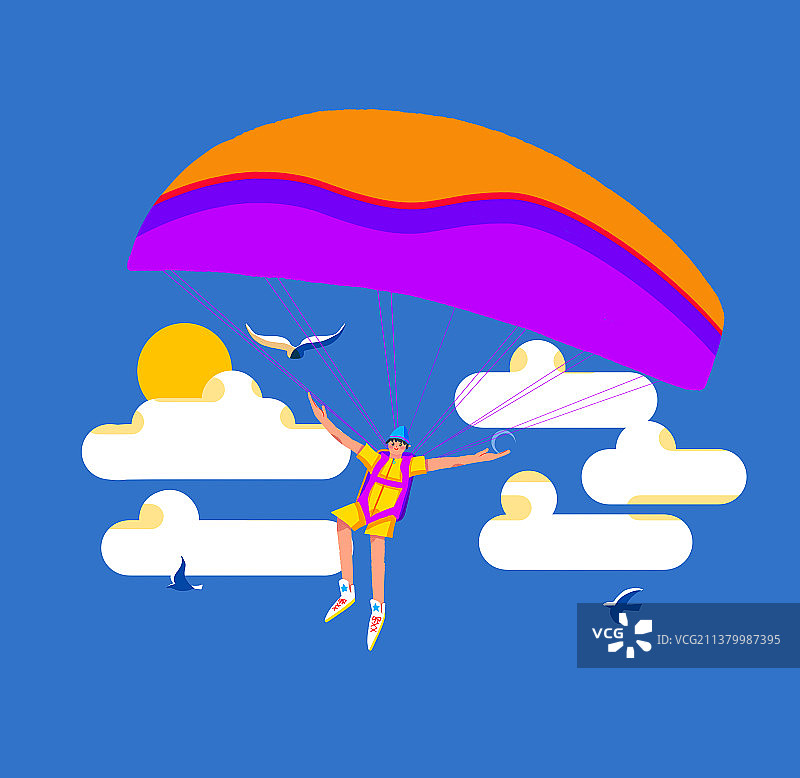 滑翔伞极限户外运动墙绘图片素材