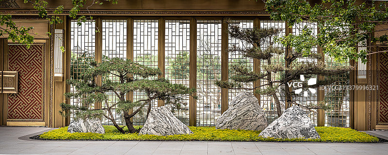 中式建筑庭院园林景观图片素材