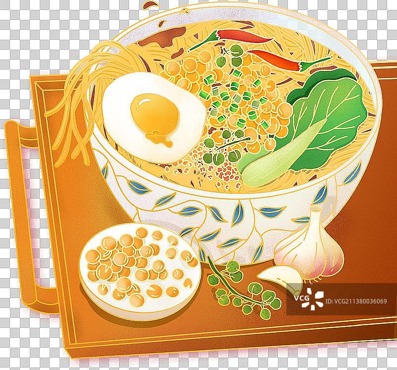 新国潮插画元素-小面图片素材
