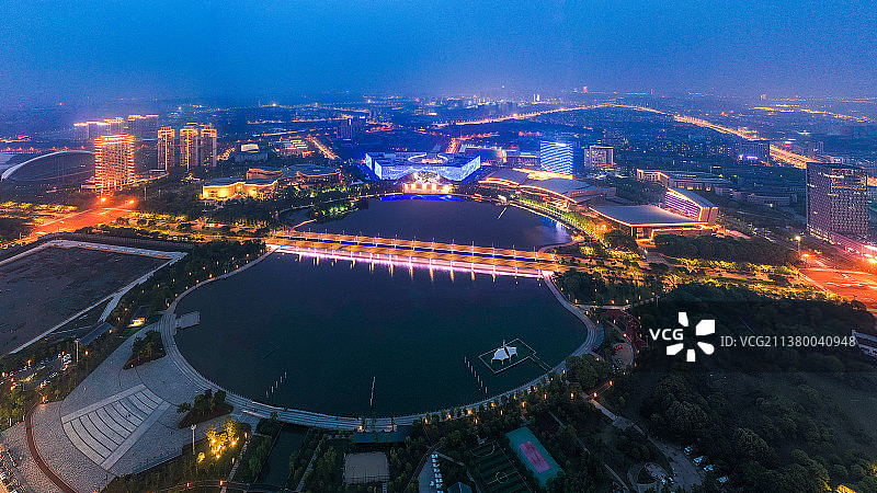 俯瞰扬州明月湖图片素材