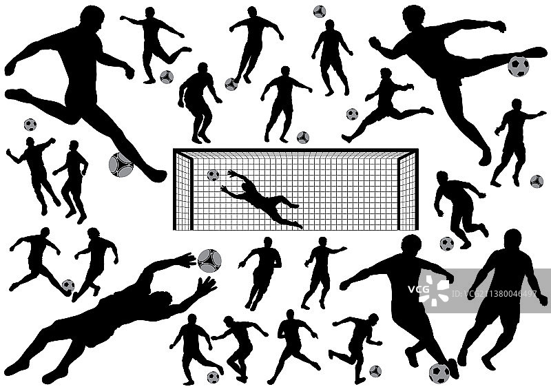 足球运动员剪影合集图片素材