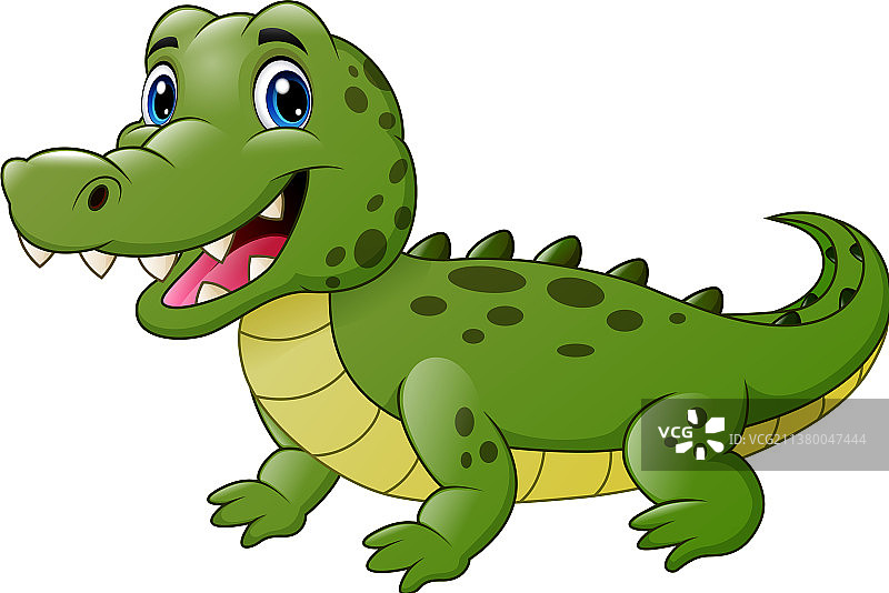 白色背景上孤立的可爱卡通鳄鱼图片素材
