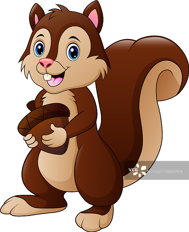 卡通松鼠抱着橡果图片素材