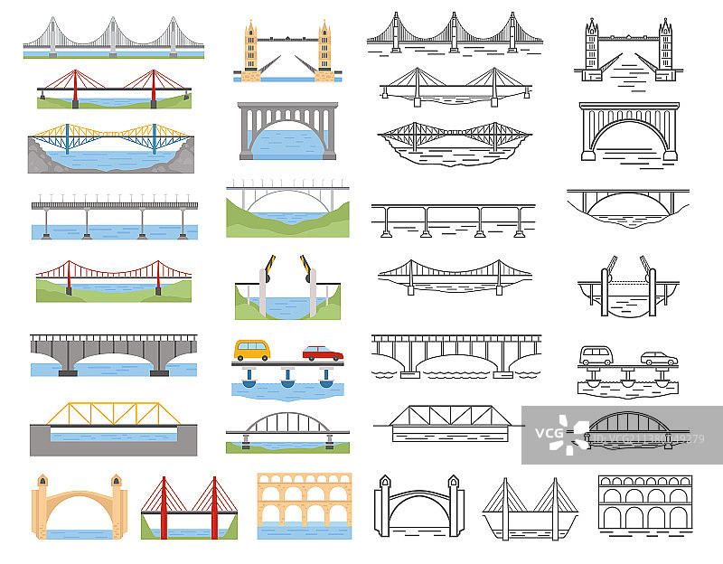桥梁字体颜色和线性图形图片素材