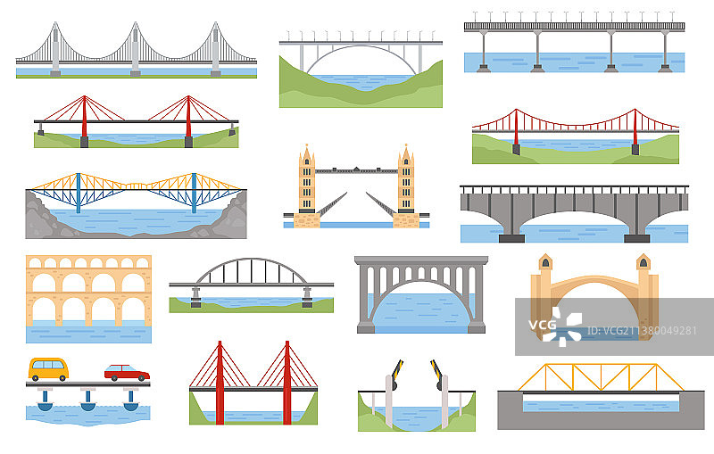 桥梁类型彩色图形设计图片素材