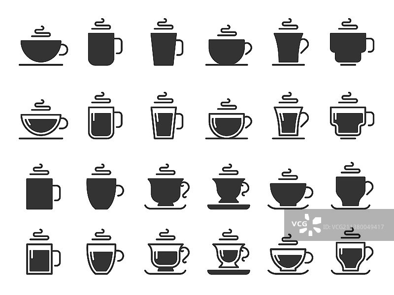 热饮咖啡杯剪影图标图片素材