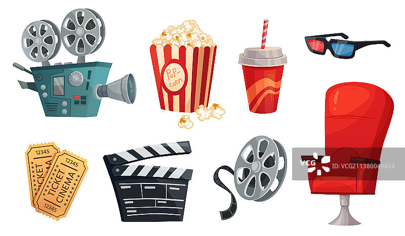卡通电影院元素爆米花图片素材