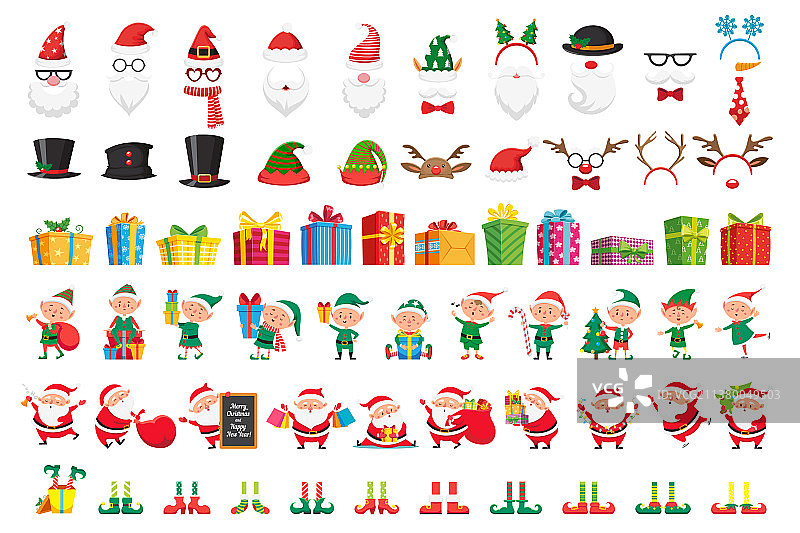 卡通圣诞节系列圣诞帽和新年图片素材