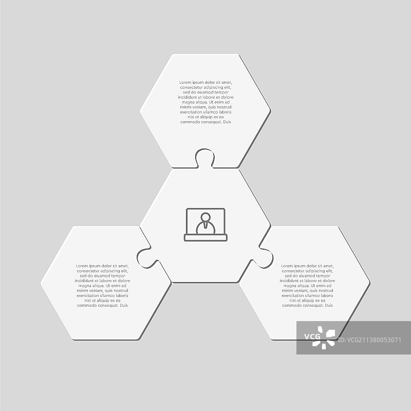 三个六边形拼图图表信息图图片素材