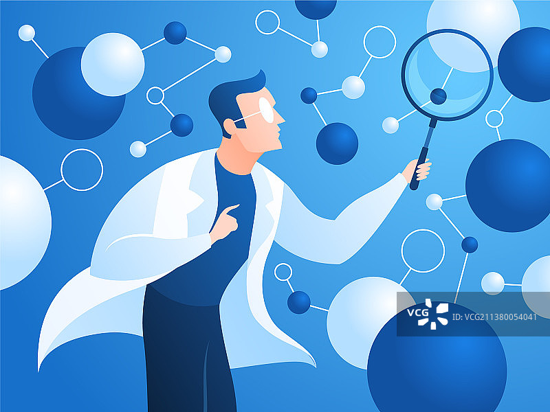 在实验室穿实验服的研究科学家检查图片素材