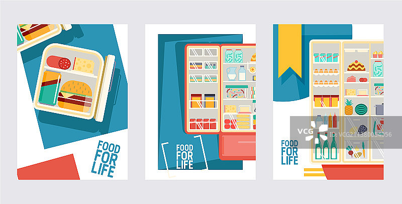 装满食物的冰箱卡片图片素材