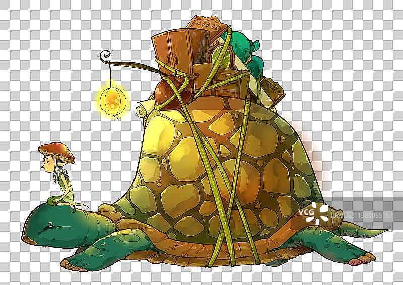 精灵和搬家的乌龟图片素材