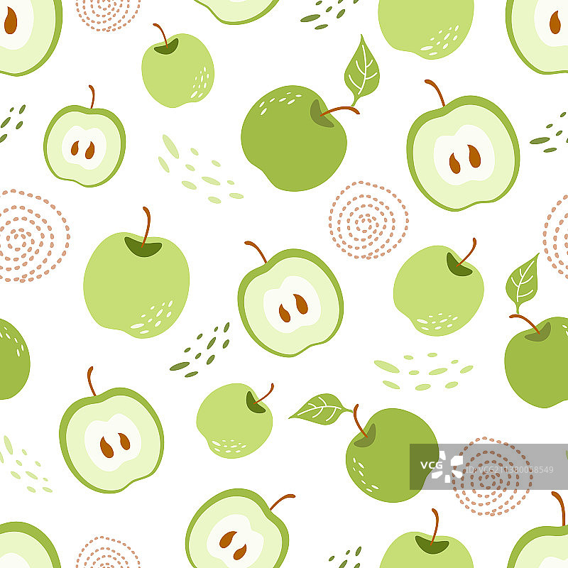 绿色苹果无缝图案图片素材