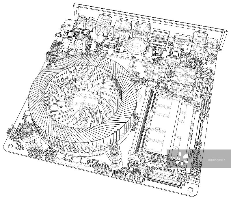 主板上的CPU技术背景图片素材