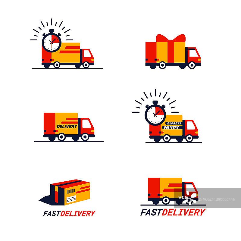 彩色递送卡车相关图标图片素材