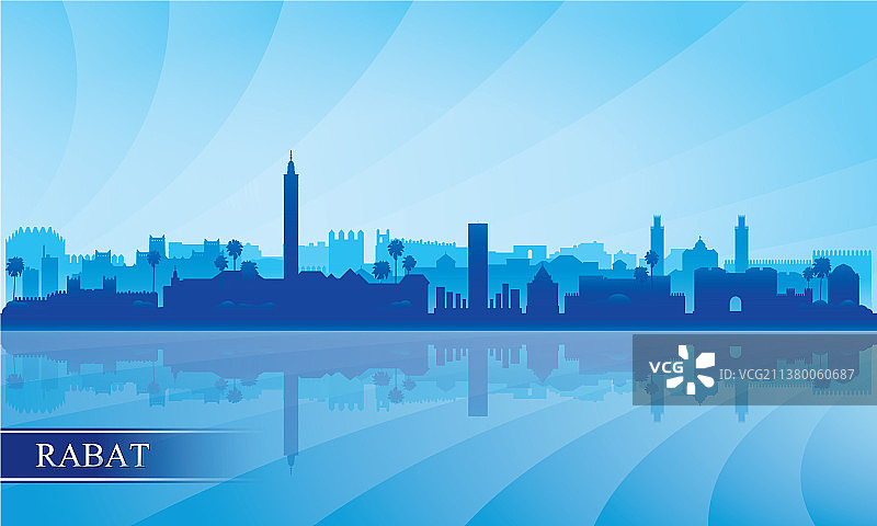 拉巴特城市天际线剪影背景图片素材