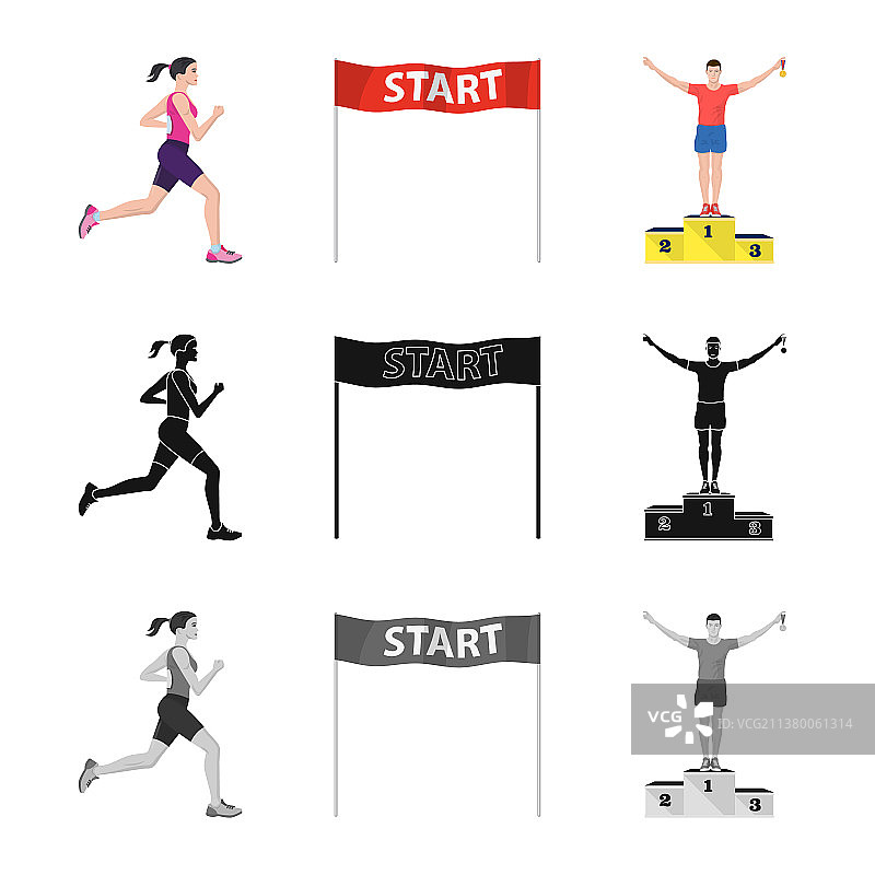 运动与获胜者图标集图片素材