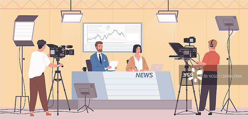 微笑的男女新闻主播图片素材