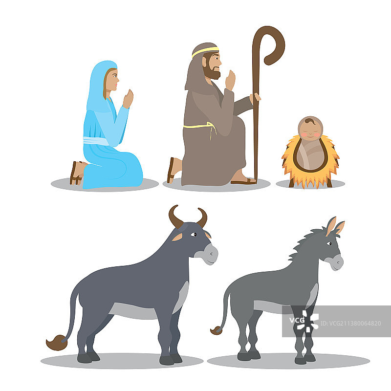 圣诞马槽庆祝扁平设计图片素材