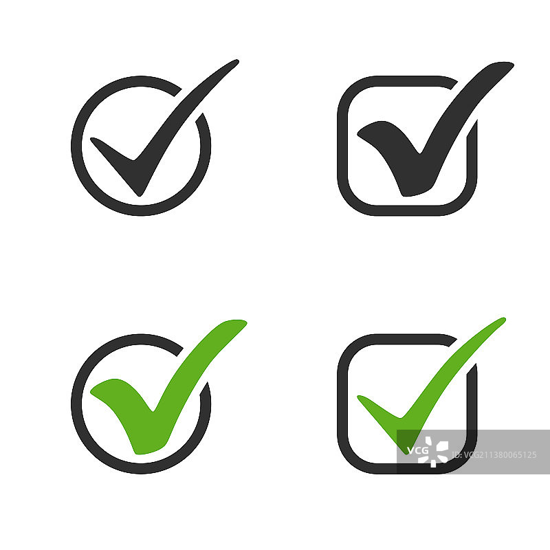 绿色和黑色对勾符号图标图片素材