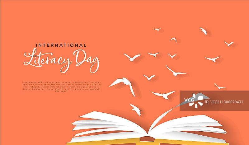 识字日剪纸贺卡，打开的书本，飞翔的鸟儿图片素材