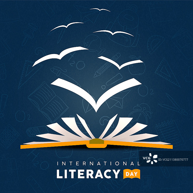 扫盲日卡片概念书与页面鸟类图片素材