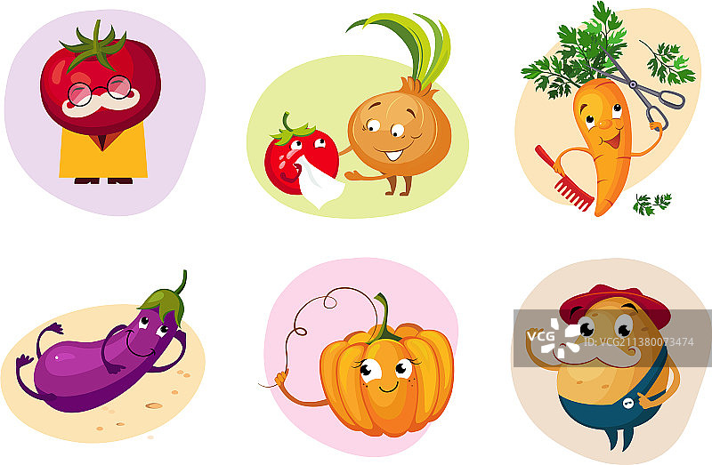 可爱的快乐蔬菜卡通形象图片素材