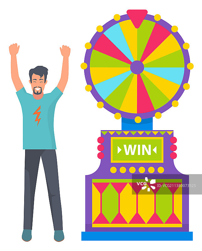 幸运的人玩幸运转盘游戏图片素材