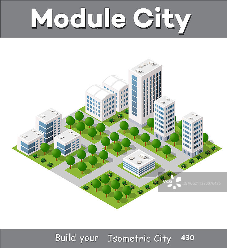 2.5D模块化城市中心区域图片素材