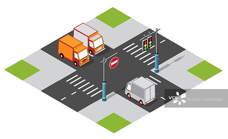 十字路口的面包车图片素材