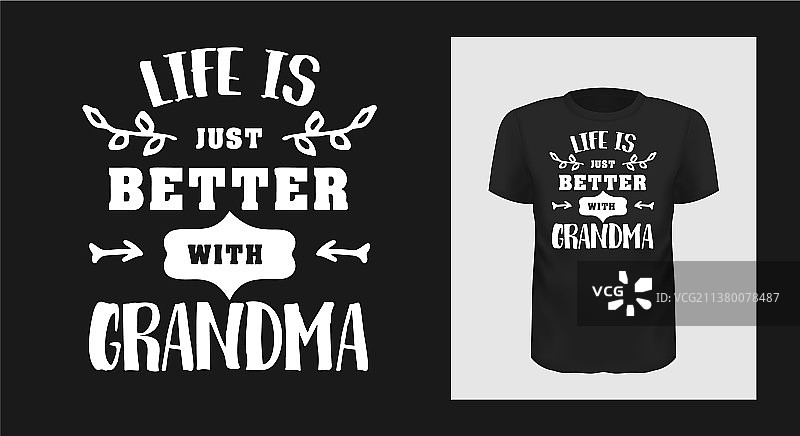 与奶奶在一起更美好的生活T恤印花设计图片素材