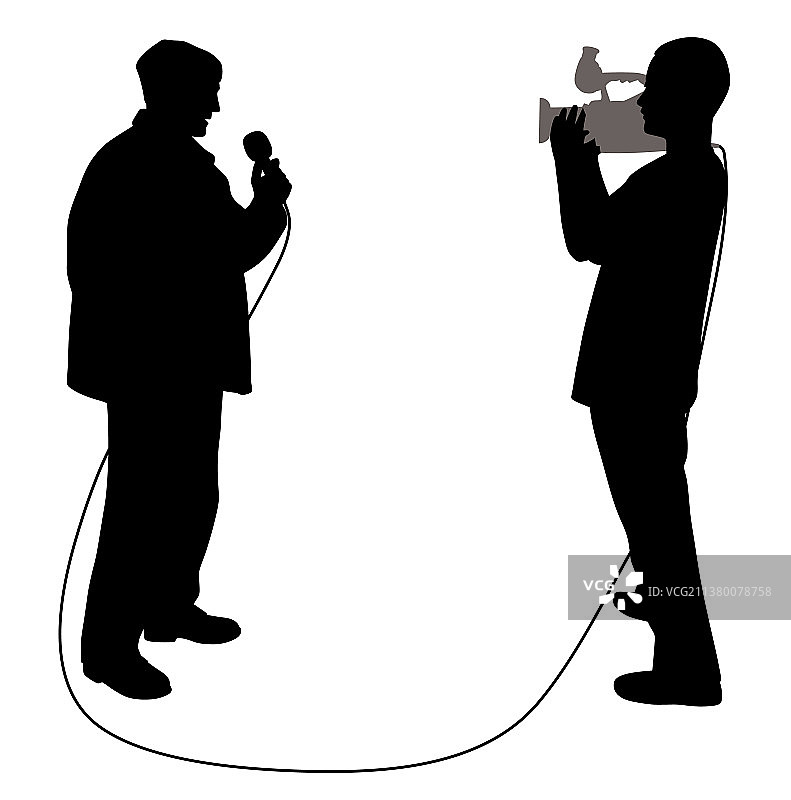 记者和摄影师进行报道图片素材