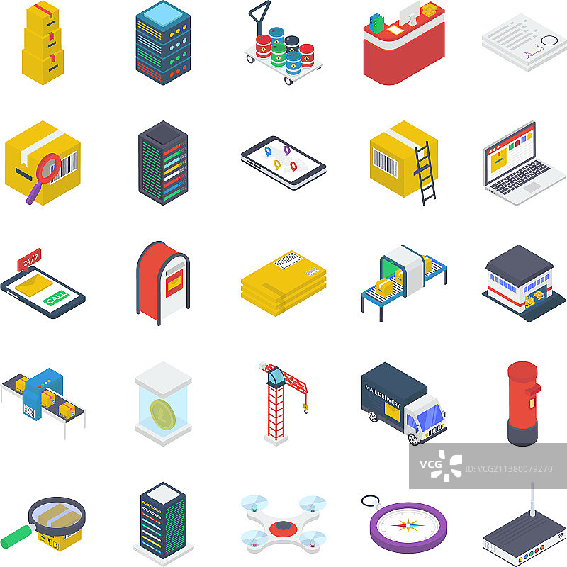 包裹递送等距图标包图片素材