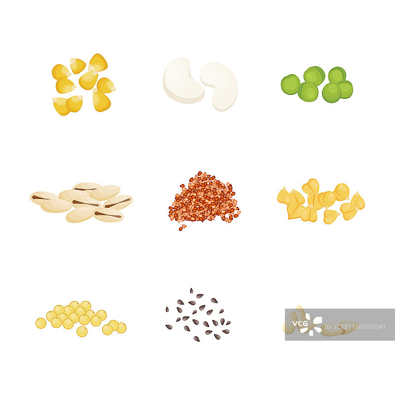 白色背景上的粗粮谷物图片素材