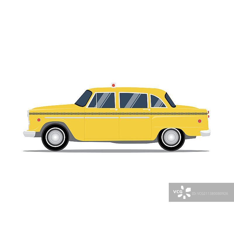 复古黄色出租车侧视图图片素材