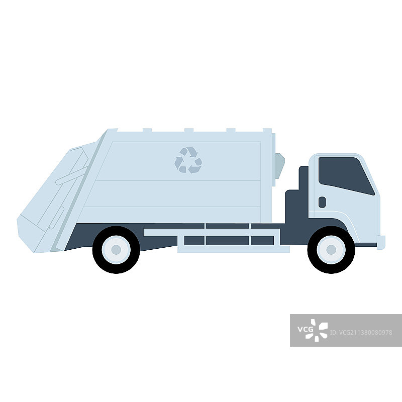 带回收图标的白色垃圾车图片素材